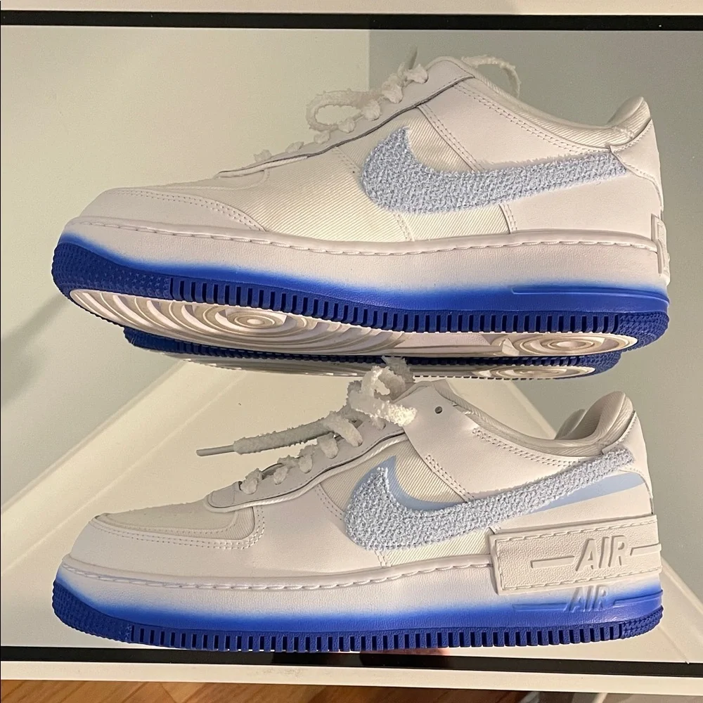 Nike Air Force 1 Shadow White with Blue Highlights